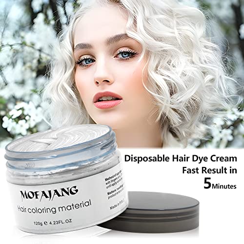 volluck white hair color wax pomades 423 oz - natural hair coloring wax material disposable hair styling clays ash for cosplay party white