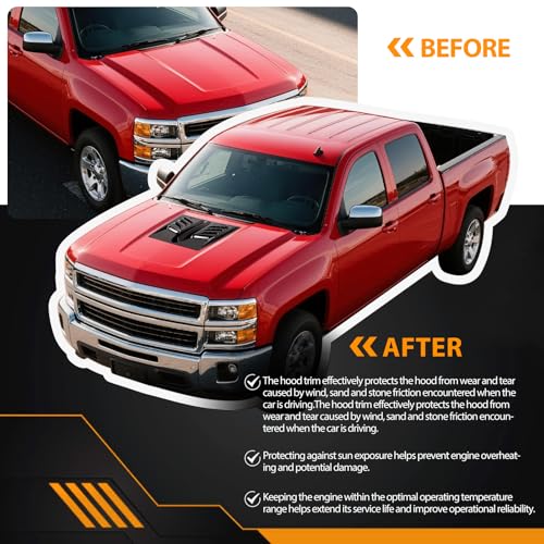 Image of Hood Vents for Cars,Universal Hood Scoop,Hood Air Vent for Trucks,Car Air Vent with Reflective Strips, Universal for Most Cars,1 Series E90 E91,W117(Glossy Black)
