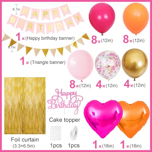 Image of Pink Orange Birthday Decorations for Women, Sunset Birthday Decorations