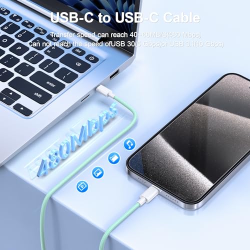 2Pack USB C to USB C Charger Cable 6FT for iPhone 15 Charger USB C Cable 60W USBC Type - image 5