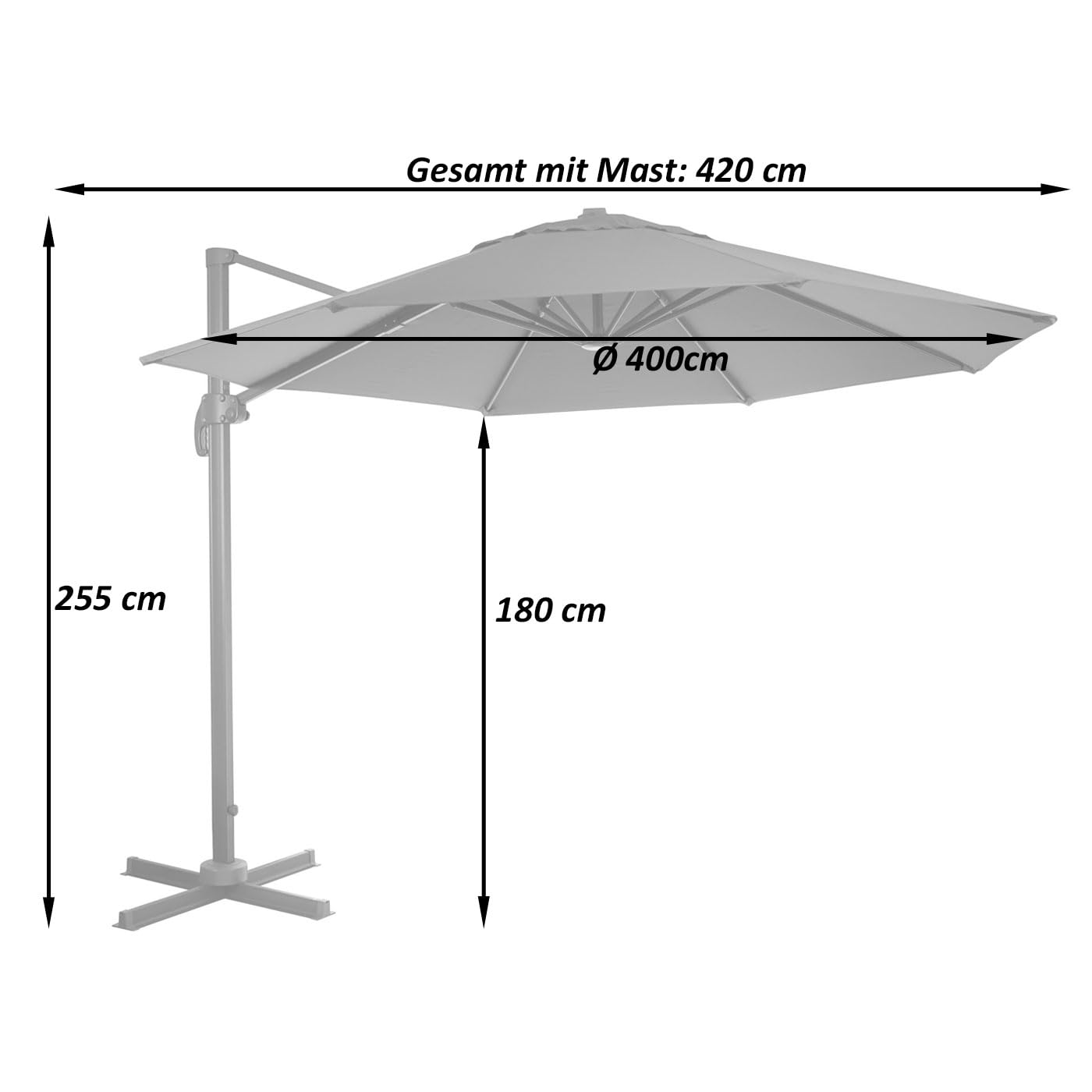 Mendler Parasol do gastronomii HWC-A96AM 4 m poliester/aluminium