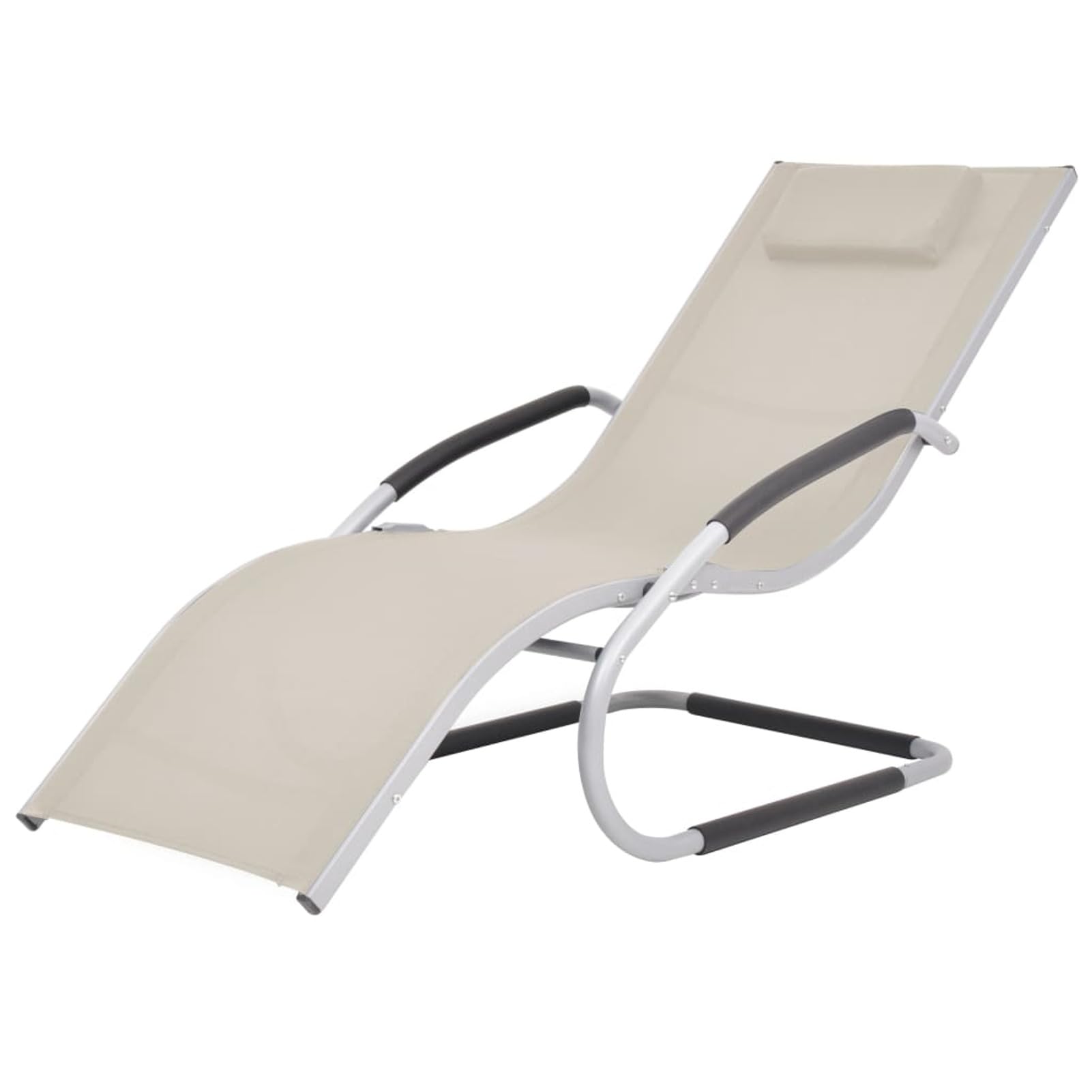 ShGaxin Lettino Prendisole con Cuscino in Alluminio e Textilene Crema,Lettino Prendisole,Lettino da Giardino Esterno,Mobili Giardino,Sedie a Sdraio da Giardino-47778