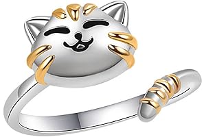 925 Sterling Silver Animal Rings for Women - Anti Anxiety Cat Ring,...