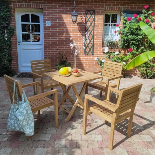Teck'Attitude Table Pliante carrée en Teck Massif Gap 75 cm