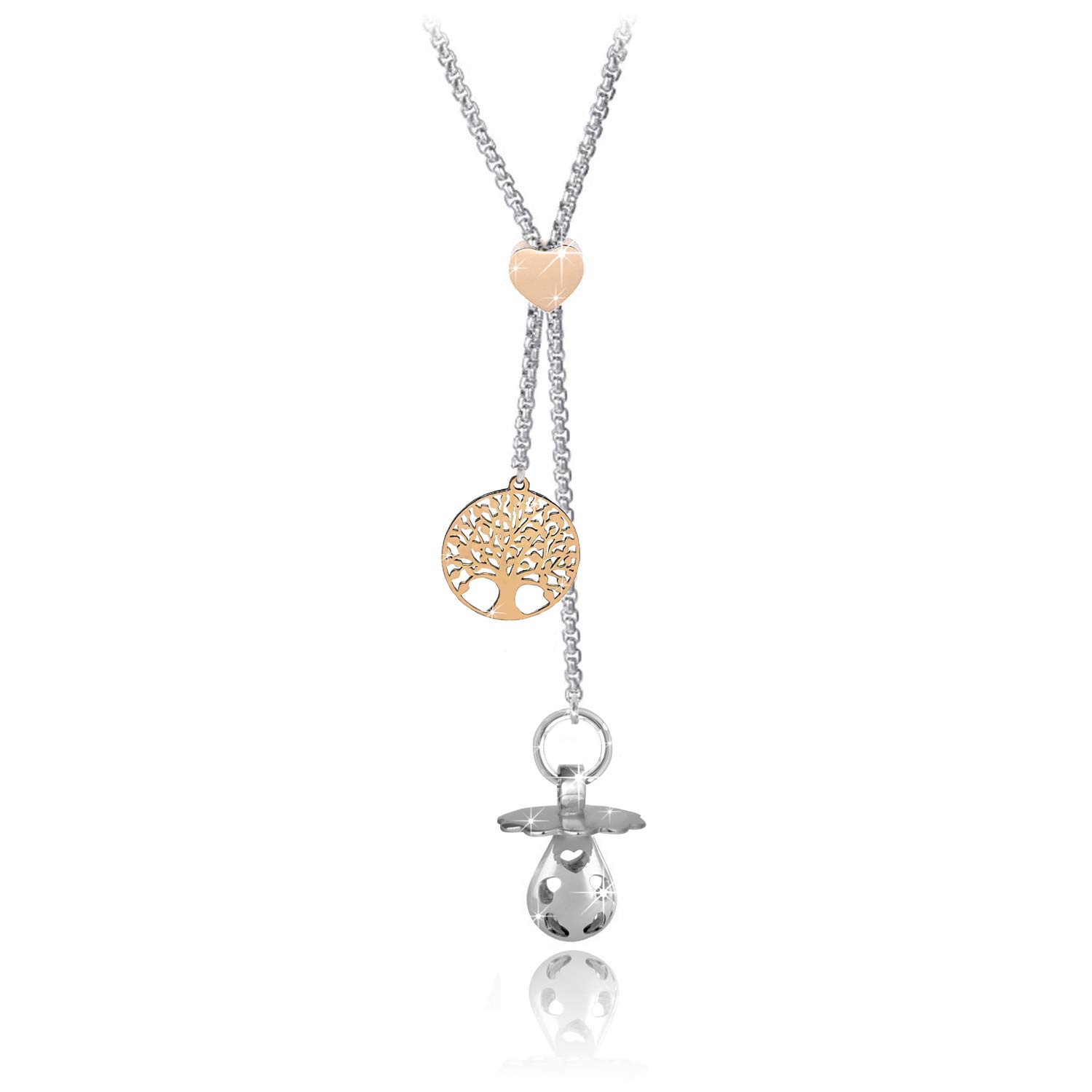 COLLANA CHIAMA ANGELI CIUCCIO SALISCENDI CUORE ROSE' AUGURI AD UNA DONNA ... | SAGA GIOIELLI