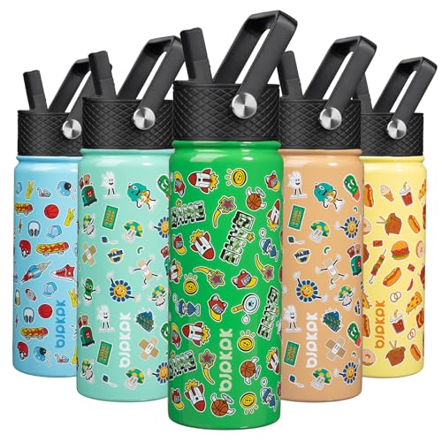 Image of BJPKPK Insulated Water Bottle, 18oz Stainless Steel with Straw Lid