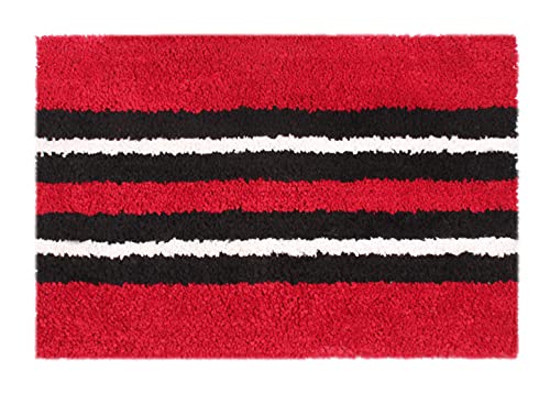Image of Flooring India Co Bath Mat Super Soft, Anti Slip Stripe Mats (Maroon, 38x58 cm) Pack of 1