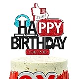 You- Tube Video Cake Topper Happy Birthday Movie Sign Party Decoration Play Social Media Film Camera...