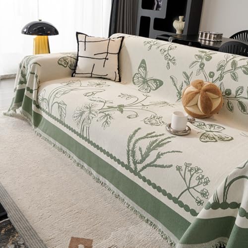 【Ohrin】ソファーカバー ソファカバー 2 人掛け・3 人掛け対応 長方形大判 グリーン マルチカバー ソファーシーツ・ソファーベッドカバー・替えカバー兼用 マルチクロス・ランケット機能付き 犬猫対策 汚れ防止・キズ防止・防塵カバー 滑り止め・ズレにく