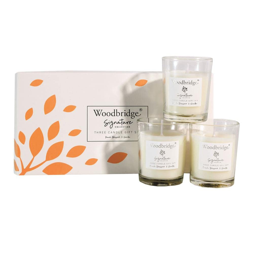 Aroma Accessories White Woodbridge Peach Blossom & Vanilla 3 Votive Gift Set