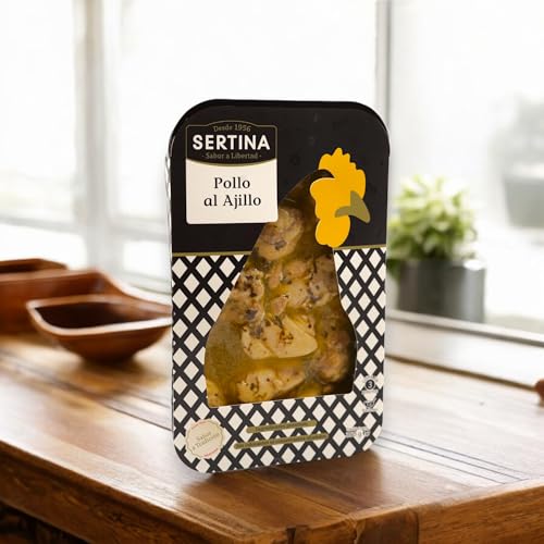 Sertina Pollo al Ajillo Pack de 6 x 350g - Comida gourmet lista para comer, muslos deshuesados, receta mediterránea tradicional, ingredientes totalmente naturales, sin conservantes ni colorantes
