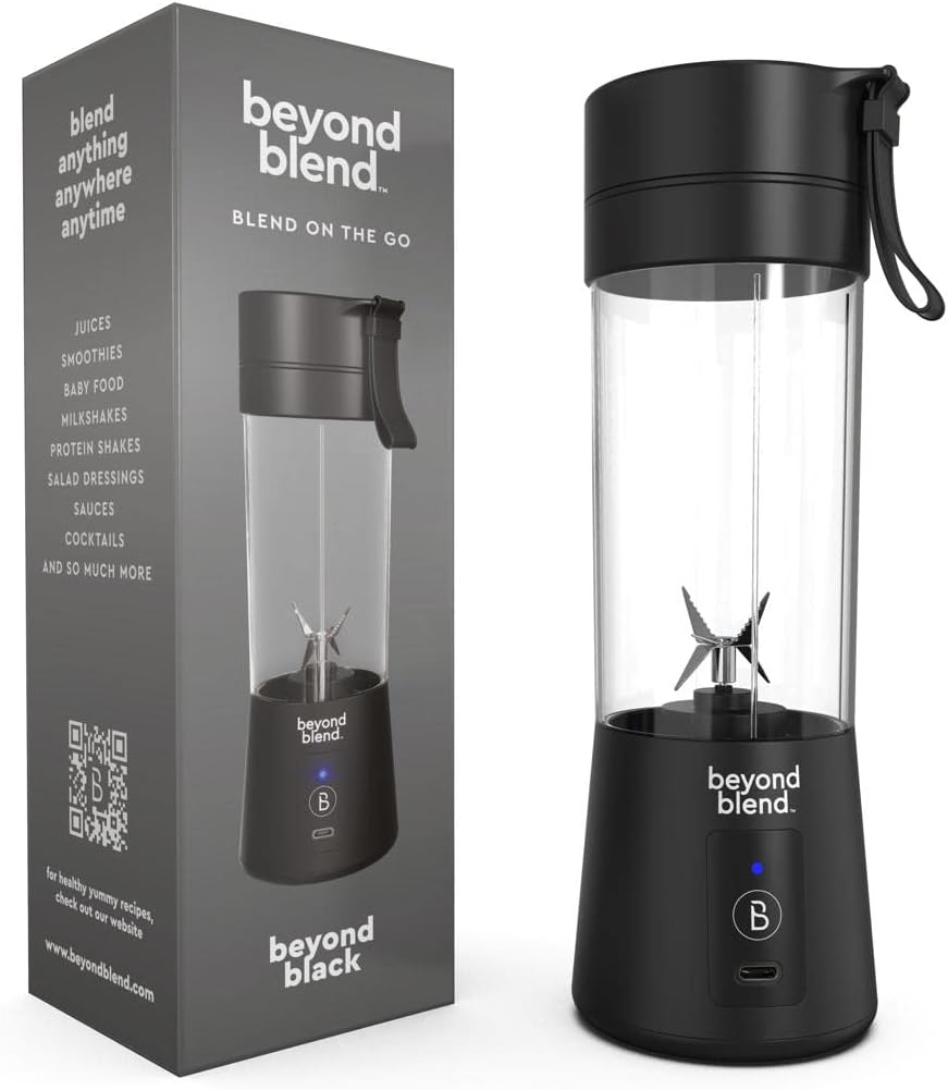 Portable Blender - USB Rechargeable Powerful Sleek Design Blender for Shakes, Juices and Smoothies Easy to Carry for Travel, Gym (Black)