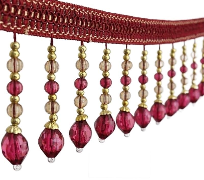 Garniture à franges, dentelle pour rideau, 12 mètres de perles tressées suspendues, garniture de rideau à franges, décoration de table de maison, canapé, bord de pompon, accessoires de couture (coul