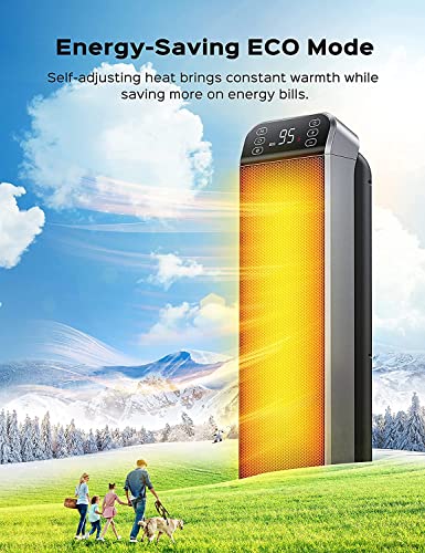 Dreo Electric Space Heater 24-Inch With Remote,3 Modes, 12H Timer, 70° Oscillation, Tip-Over And Overheat Protection, Ceramic Heater For Bedroom, Office And Indoor Use, #TOP4