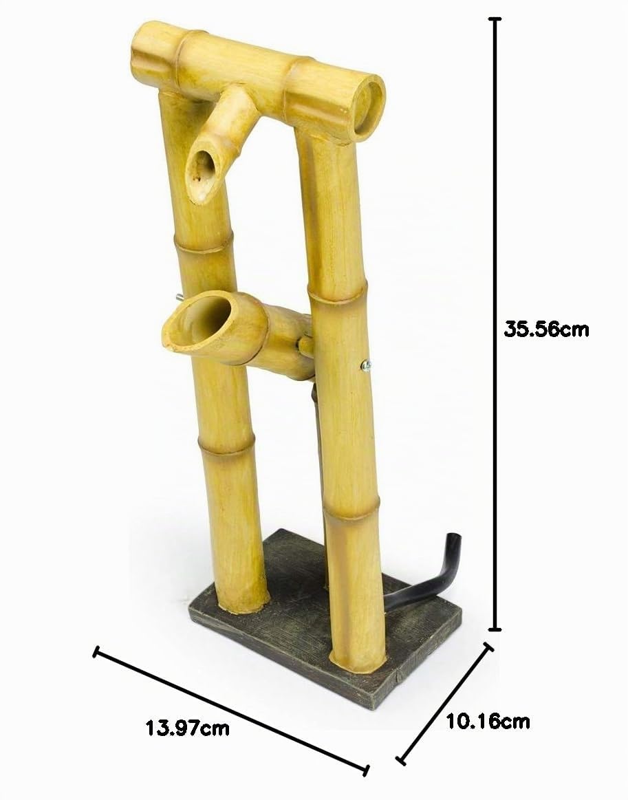Aquascape 78306 Shishi-Odoshi Inspired, Poly-Resin Deer Scarer Bamboo Fountain, Yellow