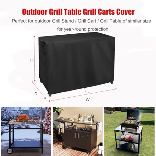 Image of Grill Cart Cover with UV Protection & Windproof Straps | Heavy Duty Covers for Most Standard Grill Carts /Pizza Oven Table