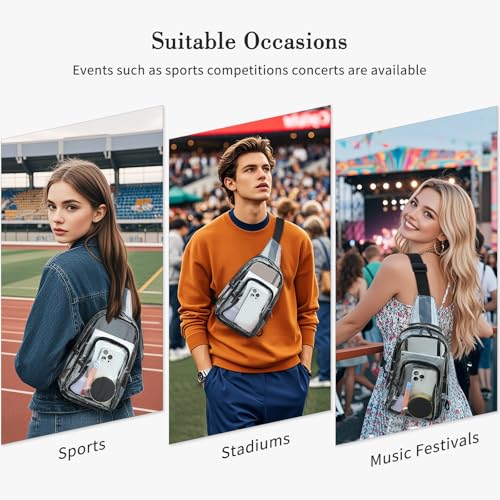 Image of TINYAT Clear Sling Bag Stadium Approved Transparent Bag Crossbody Casual Shoulder Chest Bag for Men Women,T9060