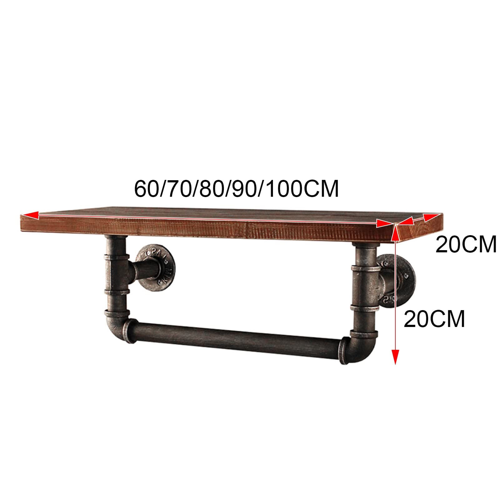 Mensola A Soffitto Scaffali sospesi rustici, portaoggetti da parete in legno, con portasciugamani da bagno/appendiabiti - per ingresso, camera da letto, soggiorno, cucina, lavanderia decorativa ( Size