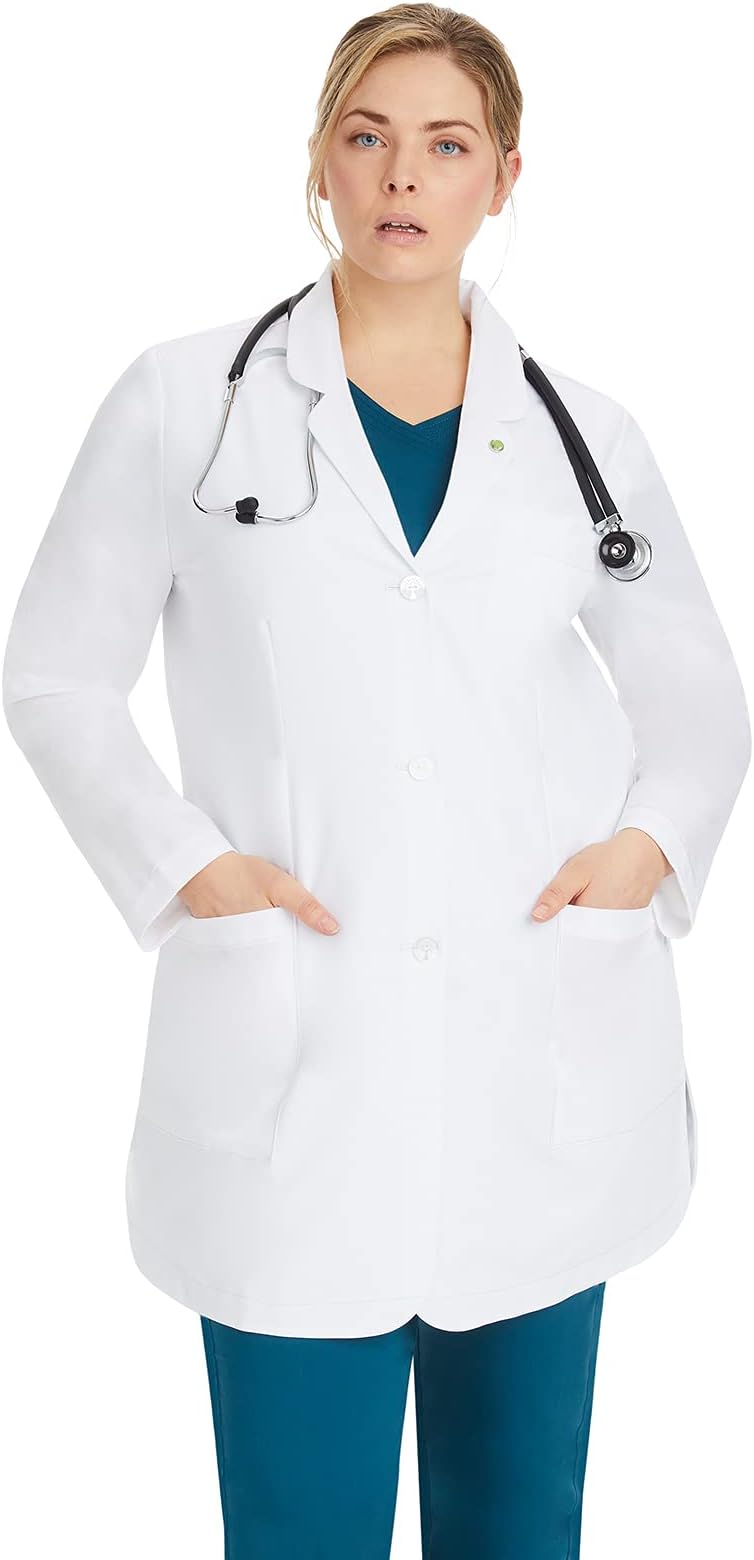 Lab Coat For Woman White Coat Fiona with 4 Pockets, Fluid Barrier, Easy Care, and 360° Stretch Fabric 5101