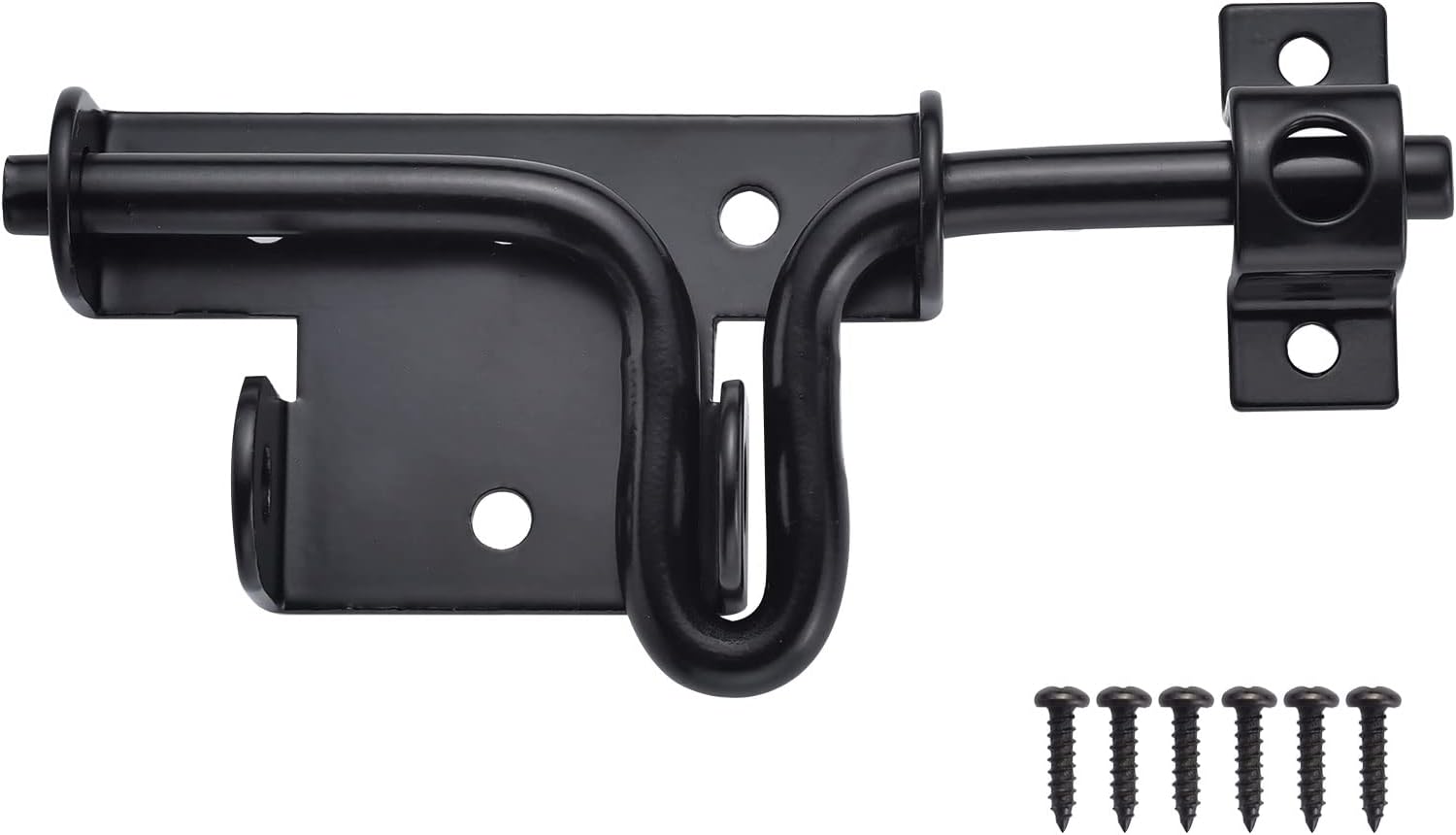 JIAHOO Heavy Duty Slide Bolt Gate Latch with Padlock Hole - Thickened Steel Black Powder Coat for Fence, Shed, Barn Doors