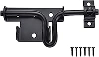 JIAHOO Heavy Duty Slide Bolt Gate Latch with Padlock Hole - Thickened Steel Black Powder Coat for Fence, Shed, Barn Doors