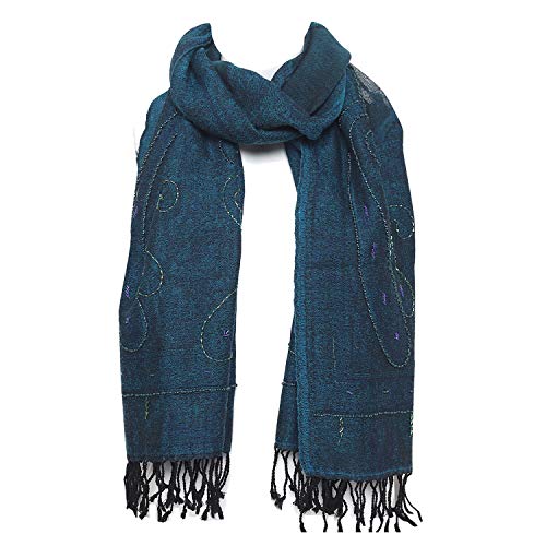 Casa Moro A904C26A Écharpe orientale XXL en 100% laine de qualité supérieure faite à la main Motif cachemire et perles brodées à la main 70 x 180 cm Cover
