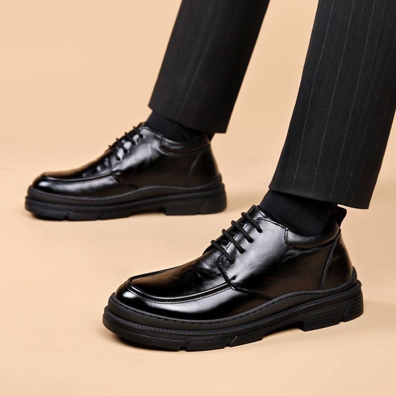 Men's Dress Business Shoes High Top Cotton Shoes Round Thick Bottom Comfortable Breathable Non-slip wear-resistant Casual warm Plus Velvet Shoes for Men