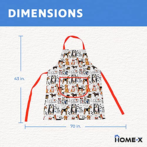 Home-X Dog-Print Apron, Cooking Apron For Women And Men, Professional Apron For Crafting, Dog Grooming, And More, One Size Fits Most #TOP3