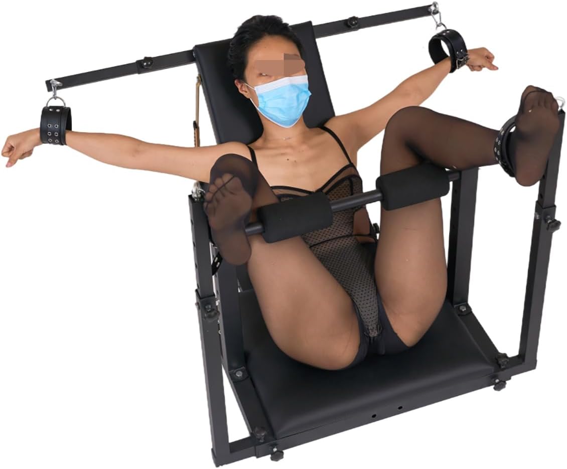 Obedience Bench with Adjustable Bondage Chair, Artificial Leather Cuffs and Carbon Steel Pad (Sex Chair)