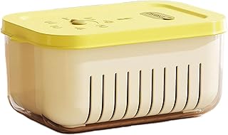 YUPEIUKLI - Caja de Almacenamiento con Temporizador para Frutas y Verduras, Organizador de Alimentos para refrigerador con Cesta de Drenaje, Herramienta de Cocina