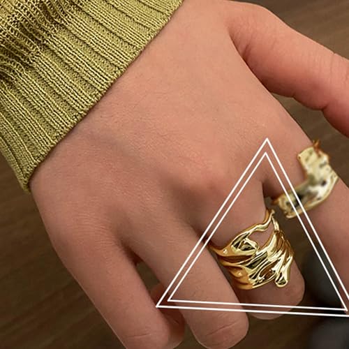 Chunky Band Rings for Women Adjustable Open Gold Silver Rings Thick Gold Statement Rings Simple Stackable Rings for Women Wedding Birthday Jewelry Gifts2
