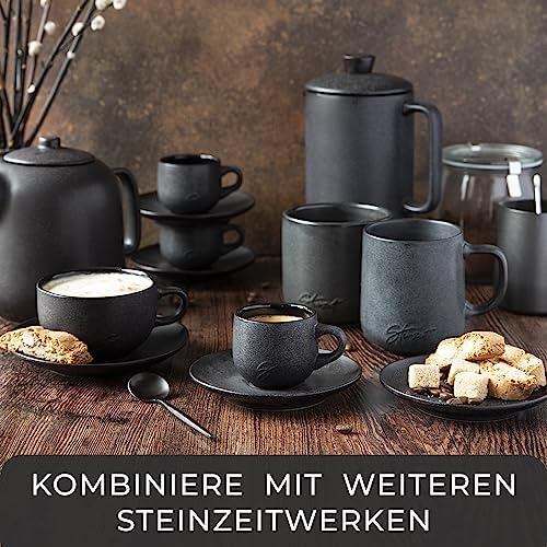 Steinzeit Designerski zaparzacz do espresso z ceramiki (300 ml)  zaparzacz do espresso nadaje się do wszystkich rodzajów kuchenek  dzbanek do mokki z podstawą ze stali nierdzewnej i dzbankiem ceramicznym  zaparzacz do espresso ze stali