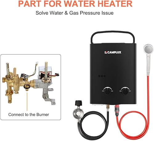 Miniatura 3 de CAMPLUX serie AY132 Válvula de control de gas para calentador de agua de propano de 1.32 GPM, pieza de repuesto para calentador de agua a gas,