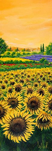 Toile enroulée girasoli e lavanda : impression d'art premium pour décoration murale