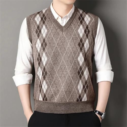 Cardigan Sweater Vests Men Winter Fleece Knitted Waistcoat Plaid Causal Knit Sleeveless Sweater Vest2