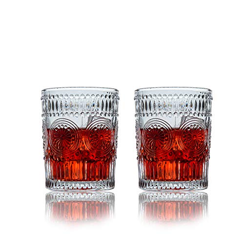 SkySnow® Bicchieri Whisky, Set di Bicchieri, Bicchieri in Vetro per Vino, Cocktail o Succhi, Bicchieri Tumbler Unici Perfetti per Miscelatori di Rum Baileys Vodka Gin, Set di 2