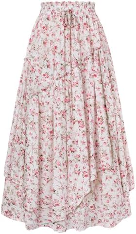 Scarlet Darkness Women Floral Print Boho Skirt Elastic High Waist...