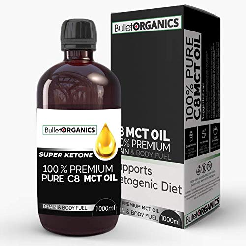 Bullet Organics – BulletMCT | Premium Coconut (no Palm) C8 MCT Oil | Ketone Fuel Boost | Up to 4X More Ketones Than Other MCTs | 100% Pure C8 MCT Oil | Vegan Keto Supplement (1000ML)