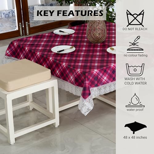Image of Homerz Premium 6 Seater Dining Table Cloth with 6 Dining Chair Covers,Elastic Fitted Chair Slipcovers, Printed Polycotton Fabric, Table Cloth Size 60x90 inch (Square Professor)