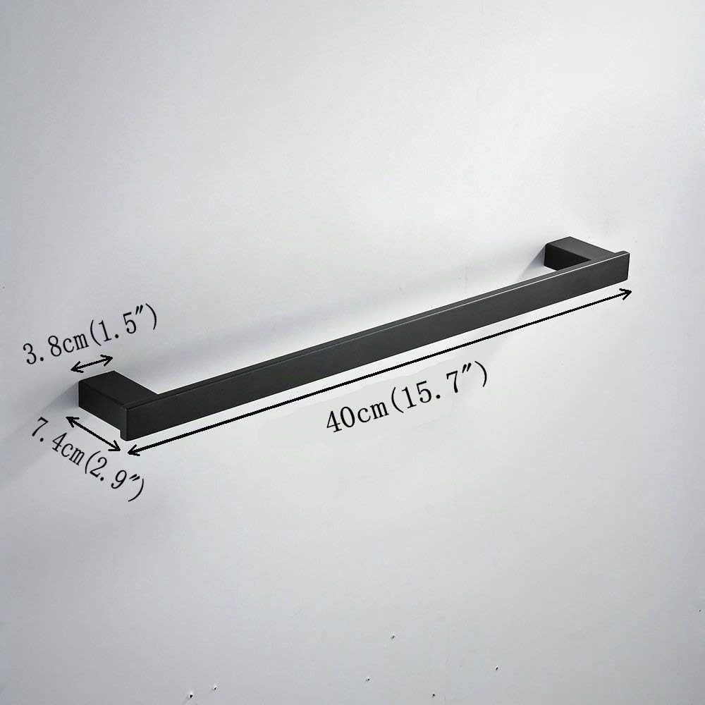 Beelee Toallero de Barra para Baño, Toalleros Repisa, Porta Toallas de Pared de Acero Inoxidable,Montado en la Pared, Acabado Negro 40cm，BA8003B-40