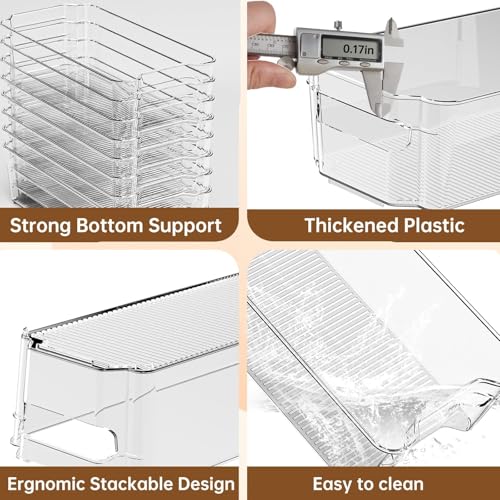 Image of Clear Fridge Organizer, Refrigerator Organizer Bins with Handle, Freezer, Kitchen Cabinet, Pantry Organization, BPA Free Fridge Organizers (12.4 inch 2 Pack)