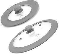 Vista 11 de Juego de 2 tapas universales de vidrio templado ventilado para ollas, sartenes y cacerolas con cubierta antisalpicaduras de silicona resistente al