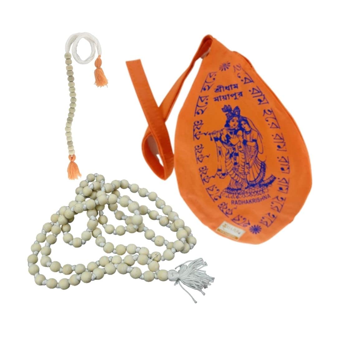GenericTulsi Japa Mala with Sakshi MalaMala Counter with Hare Krishna Printed Gomukhi BagJholi (Set of 1), Medium