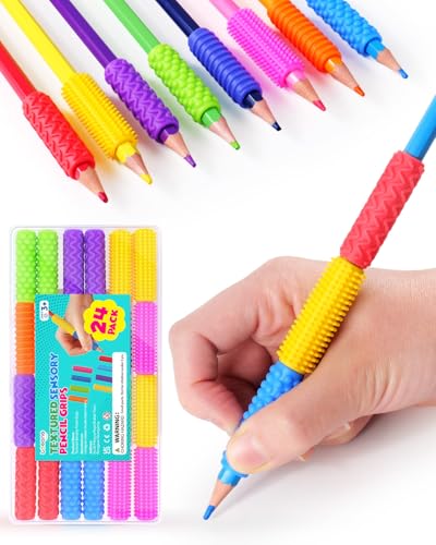 24 Pack Textured Silicone Pencil Grips