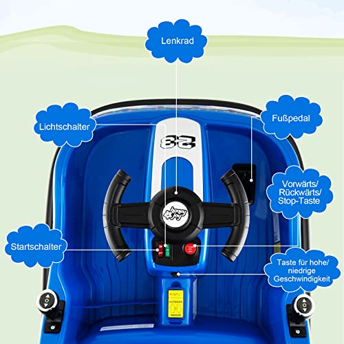 COSTWAY 12V Aufsitz Kinder Autoscooter 360 Grad Spinning & Vorwärts- und Rückwärtsfunktion, Bumper Car mit Lichtern… – Bild 6
