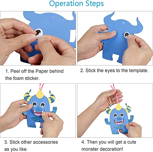 Fennoral 12 Pack Monster Crafts For Kids Monster Craft Kit Make Your Own Monster Foam Stickers Ornament Diy Arts And Crafts For Kids Girls Boys Spring Summer Party Favor Supplies Birthday Gifts #TOP3