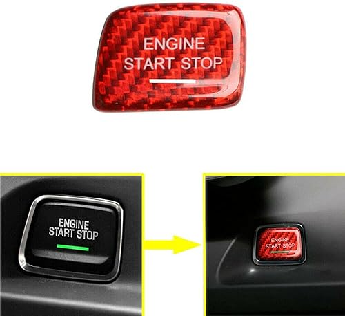 Miniatura 8 de Cubierta de fibra de carbono roja real para el botón de arranque con orificio de luz, compatible con Chevrolet Corvette C7 2014 2015 2016 2017 2018