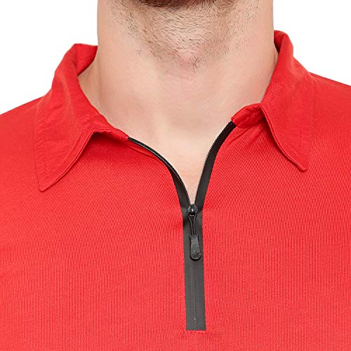 Image of Men's Cotton Blend Full Sleeve Zip Neck Polo T-Shirt (Pack of 1)
