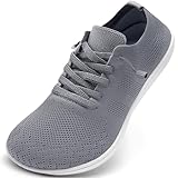 VXGGVX Womens Barefoot Shoes Non Slip Barefoot Tennis Running Shoes Zero Drop Breathable Walking Gym Workout Minimalist Fashion Sneakers Wide Toe Box Light Gray 9.5