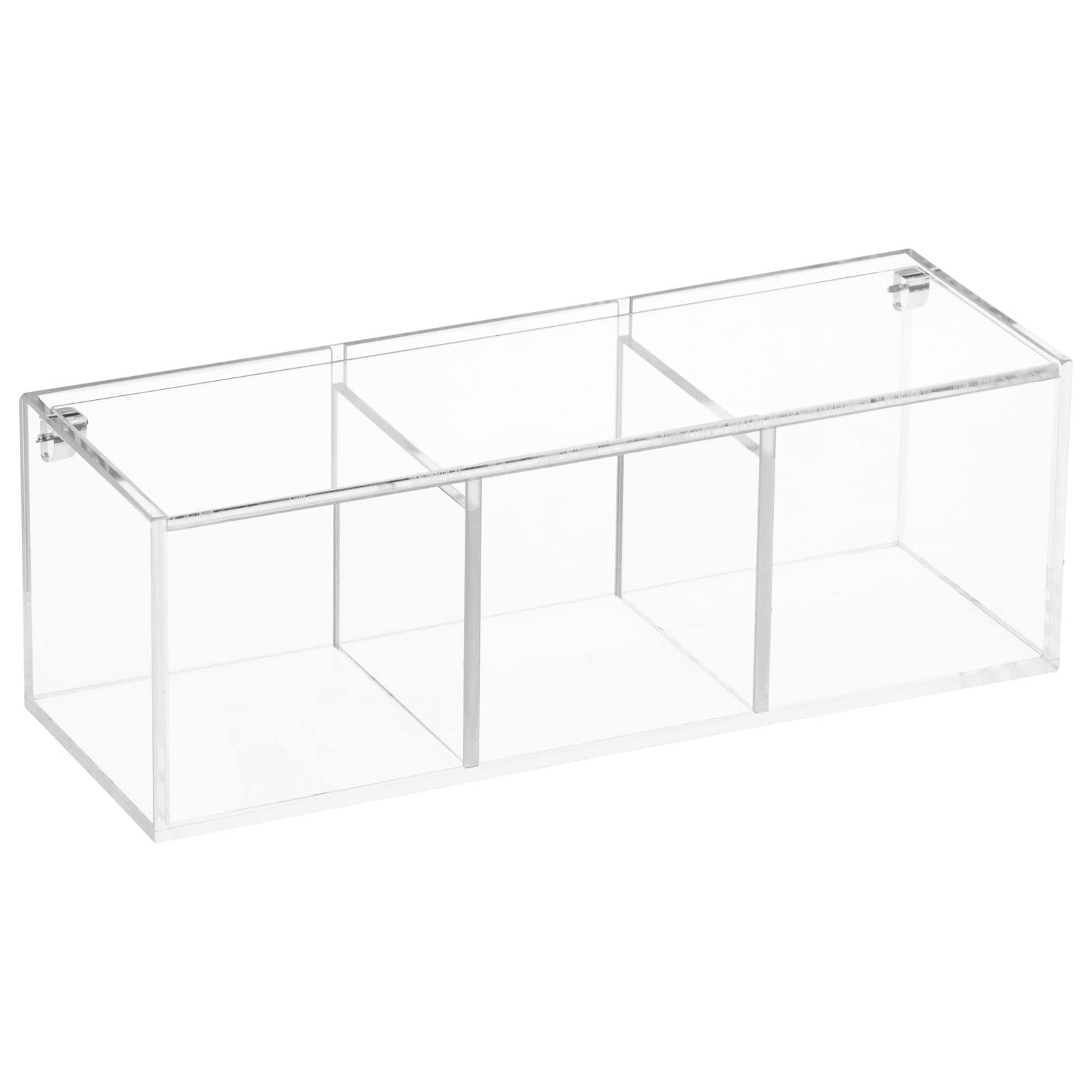 Yeeco Clear Acrylic Capsule Holder with Lid, 4 Section Rectangle Drawer crylic Organizer with Lid 10”×2.6”×2.6” 4 Compartments Desk Cube Containers for Jewelry，Candy，Coffee，Make Up Accessories